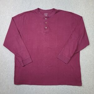 LL Bean Carefree Unshrinkable Henley Shirt Mens XLT Tall Maroon Long Sleeve